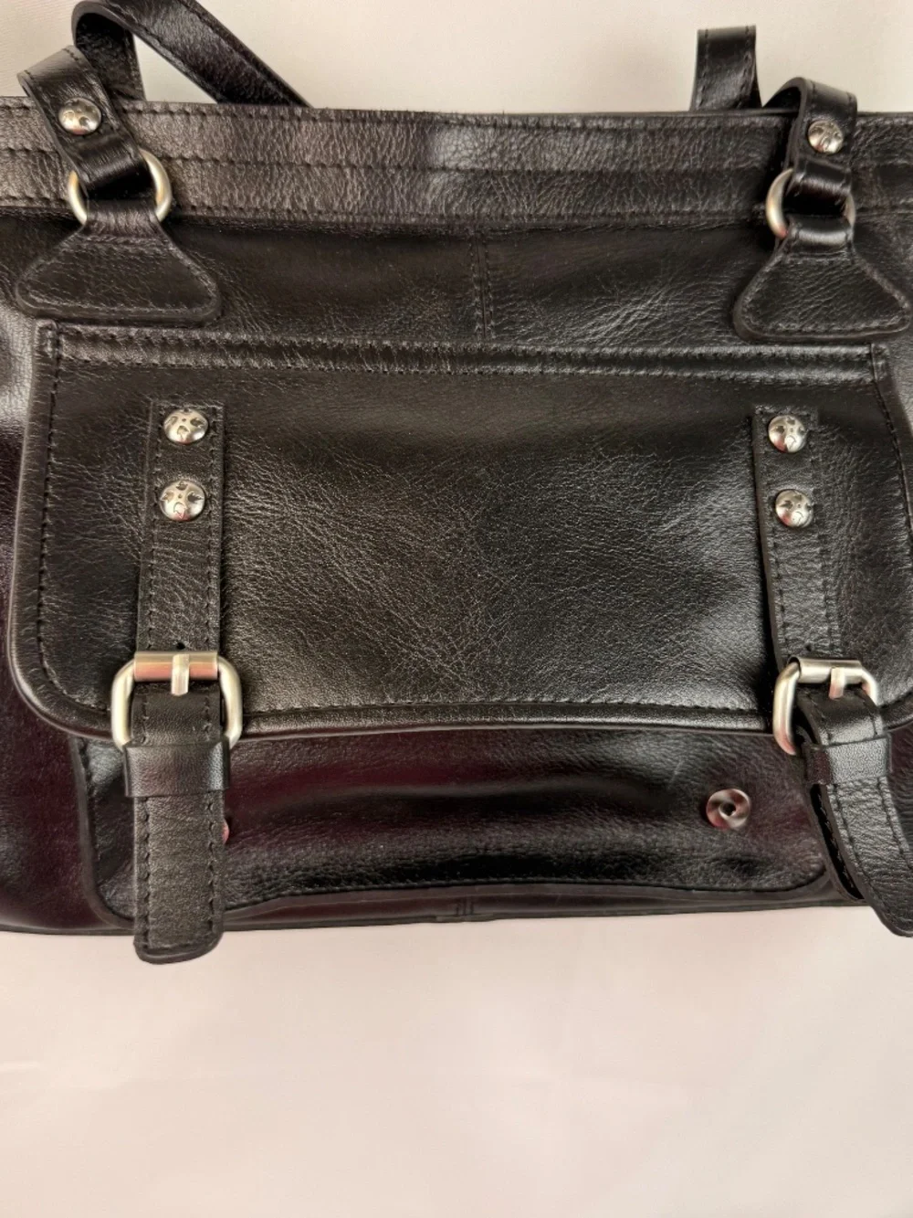 Patricia Nash Heritage Cannes Satchel Black Leather Convertible Satchel Bag